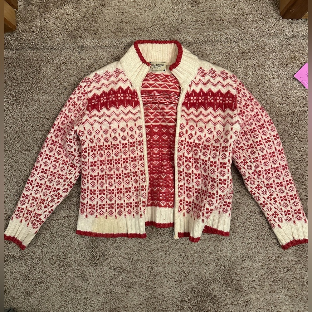 Vintage Holiday Collezione Dante Italian Wool Blend Fair Isle Knit Sweater